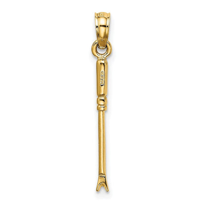 14k Yellow Gold 3-D Weeding Garden Tool Charm Pendant