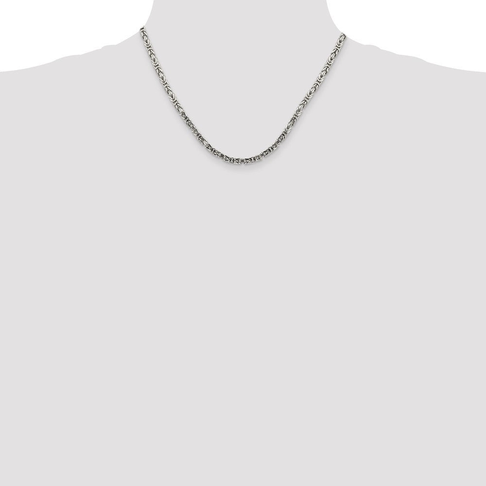 Sterling Silver 3.25mm Byzantine Chain Necklace 18"