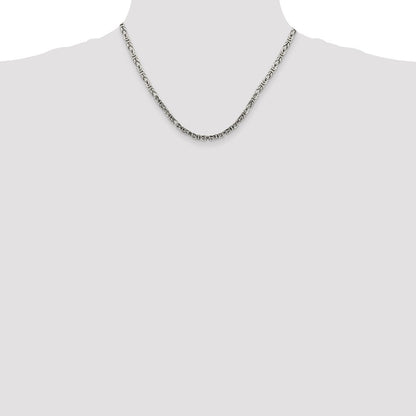 Sterling Silver 3.25mm Byzantine Chain Necklace 18"