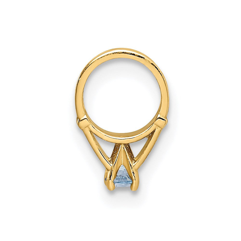 14k Yellow Gold 3D Ring with Light Blue CZ Charm Pendant