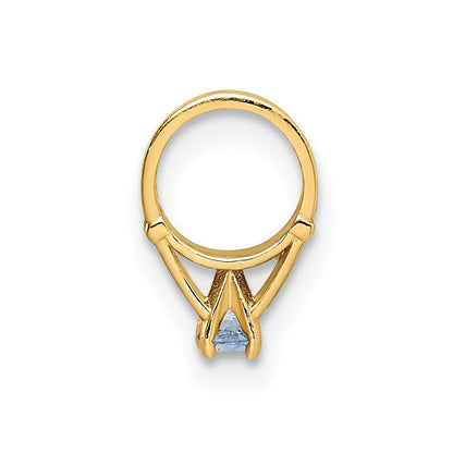 14k Yellow Gold 3D Ring with Light Blue CZ Charm Pendant