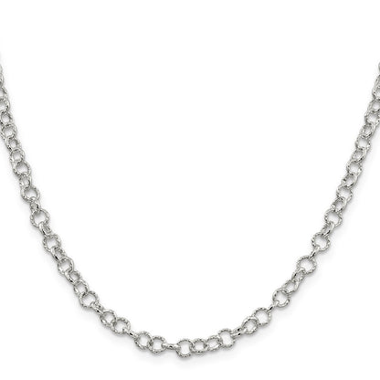 Sterling Silver 4.55mm Fancy Patterned Rolo Chain Necklace 24"