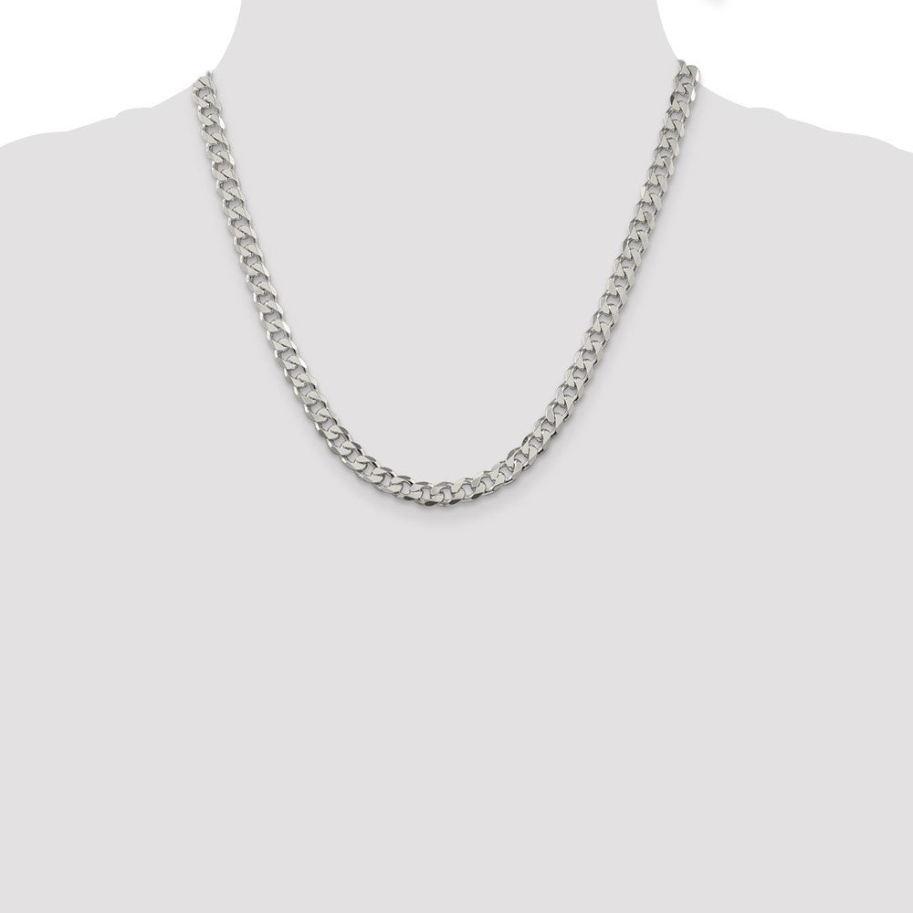 Sterling Silver 7mm Pav� Curb Chain Necklace 20"