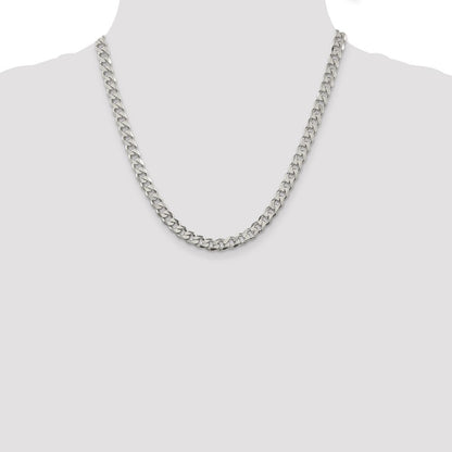 Sterling Silver 7mm Pav� Curb Chain Necklace 20"
