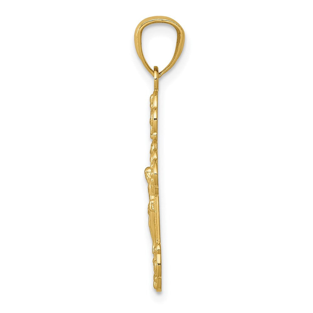 14k Yellow Gold Gold Polished INRI Small Crucifix Pendant
