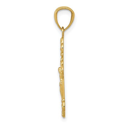 14k Yellow Gold Gold Polished INRI Small Crucifix Pendant