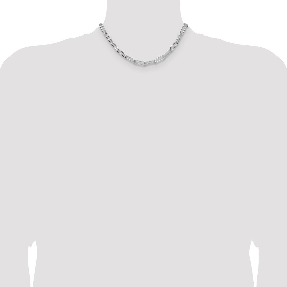 Sterling Silver Rhodium-plated Polished 6.5mm Paperclip Chain Necklace 16"