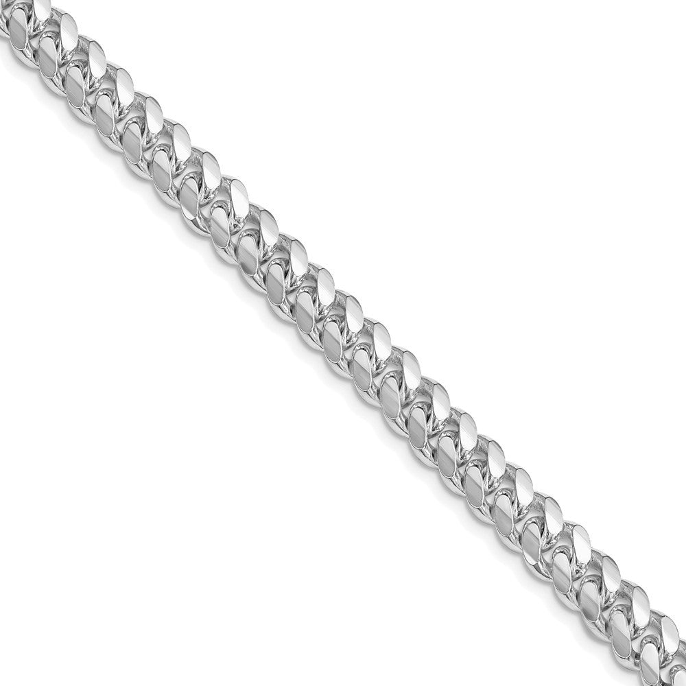 Sterling Silver Rhodium-plated 7.0mm Polished Domed Curb Chain Necklace 24"