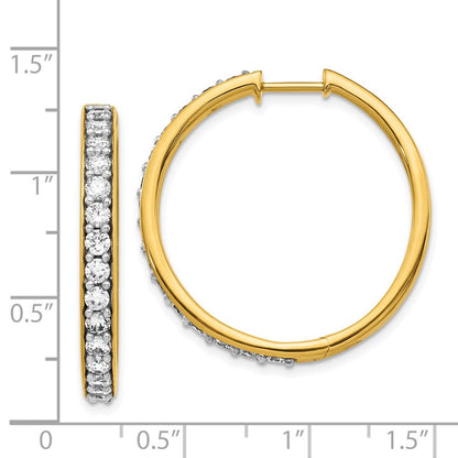 14k Yellow Gold Diamond Hinged Hoop Earrings