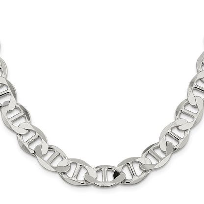 Sterling Silver 12.3mm Flat Anchor Chain Necklace 22"