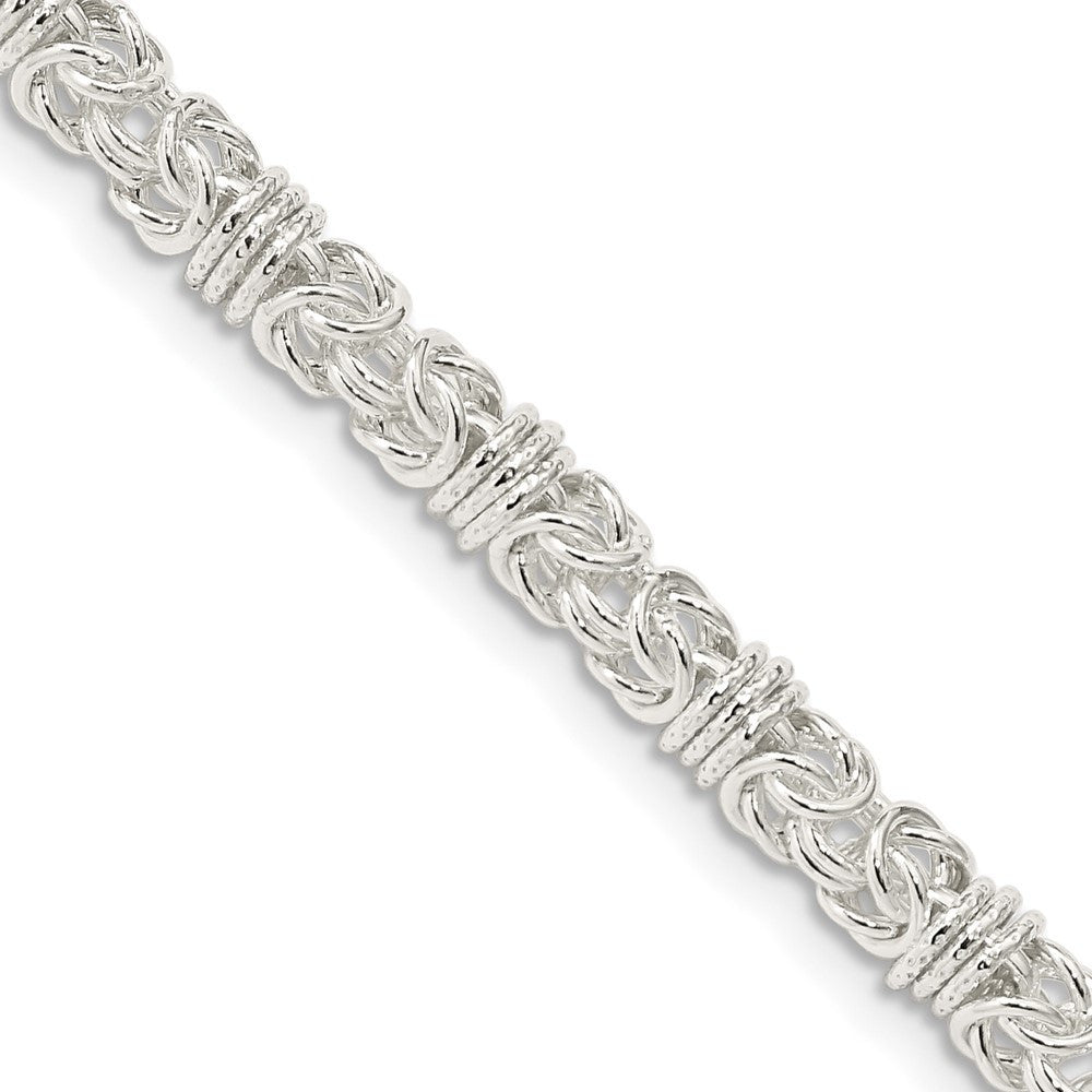 Sterling Silver 4mm Fancy Byzantine Chain Necklace 24"