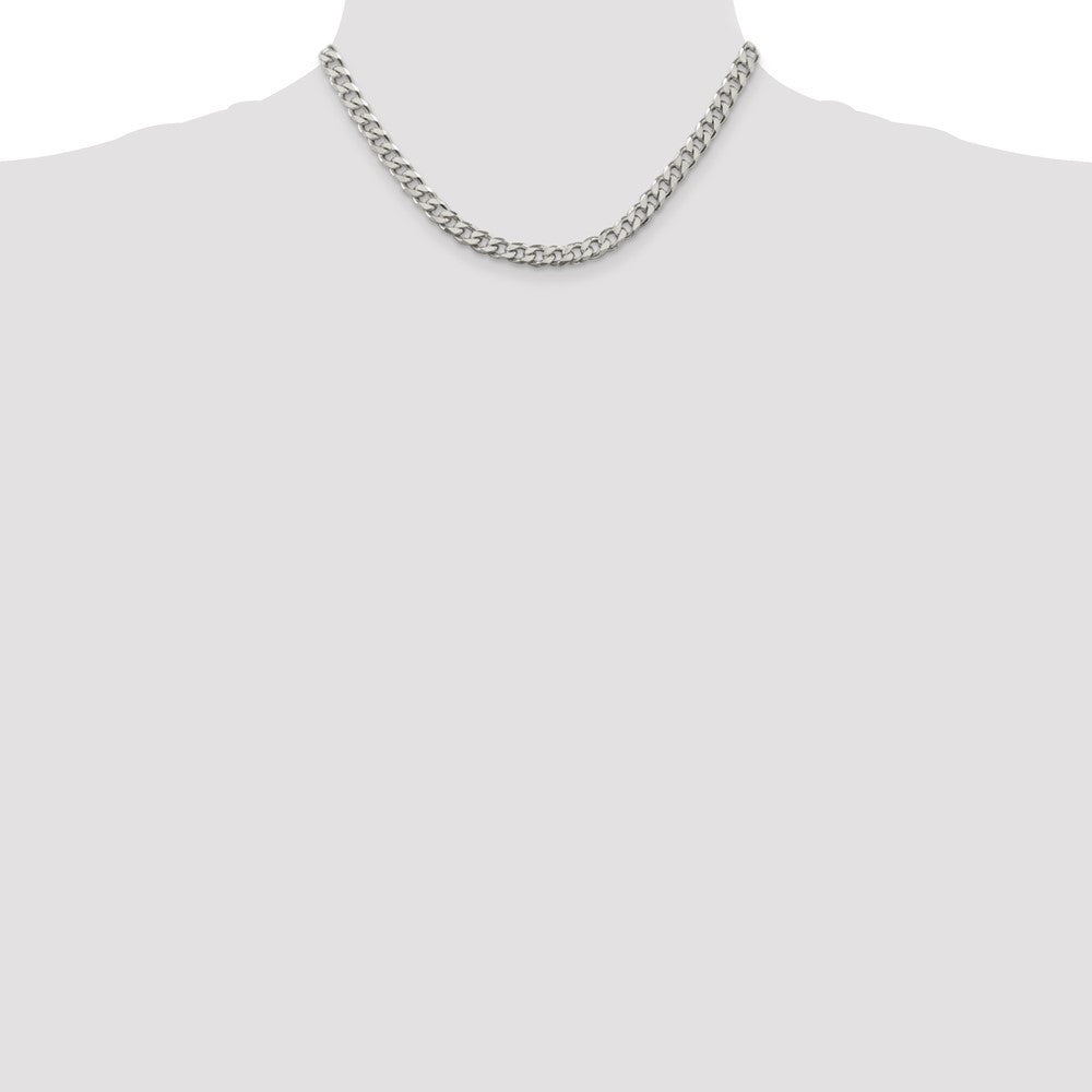 Sterling Silver 6.5mm Curb Chain Necklace 16"