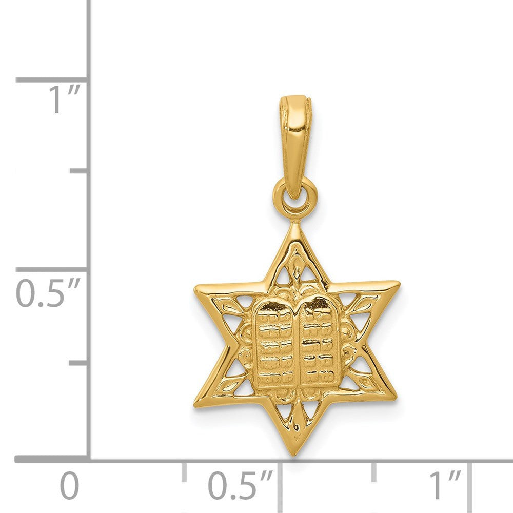 14k Yellow Gold Star of David Tablets in Center Pendant