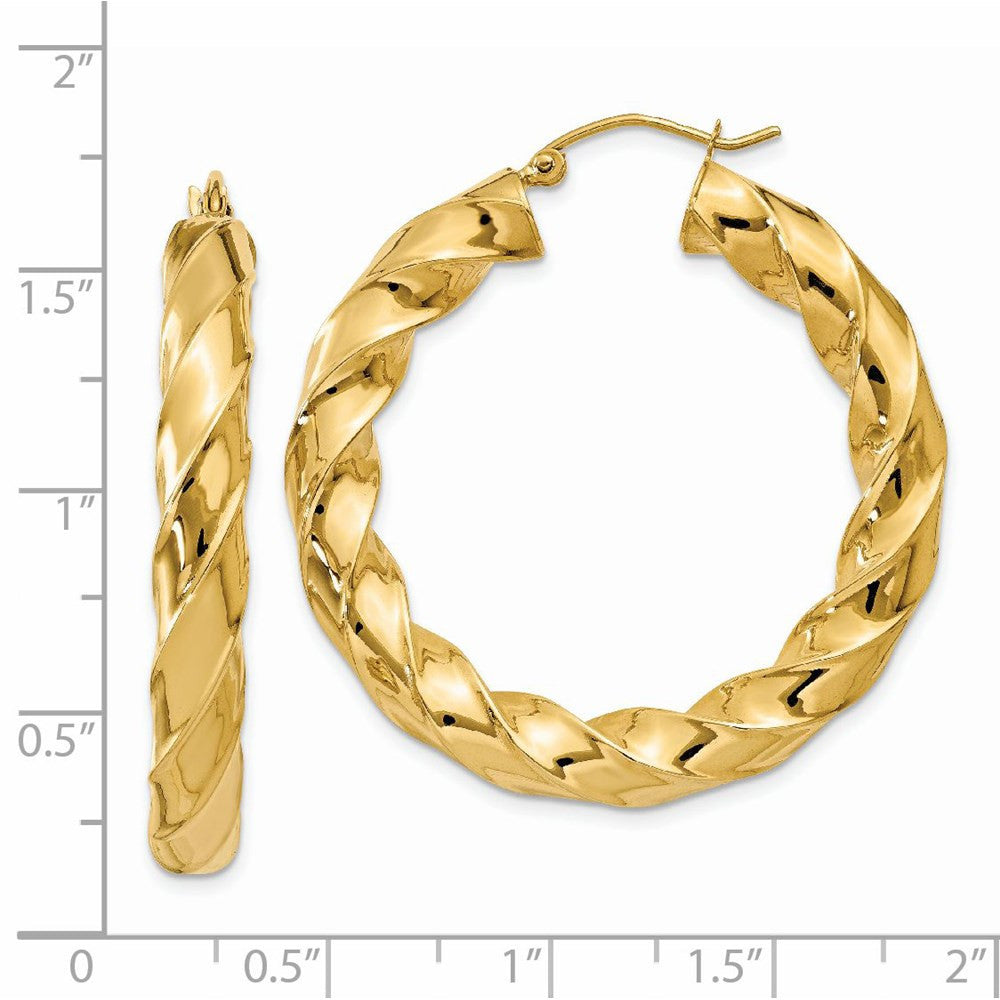 14k Yellow Gold Polished 5.0mm Twisted Hoop Earrings
