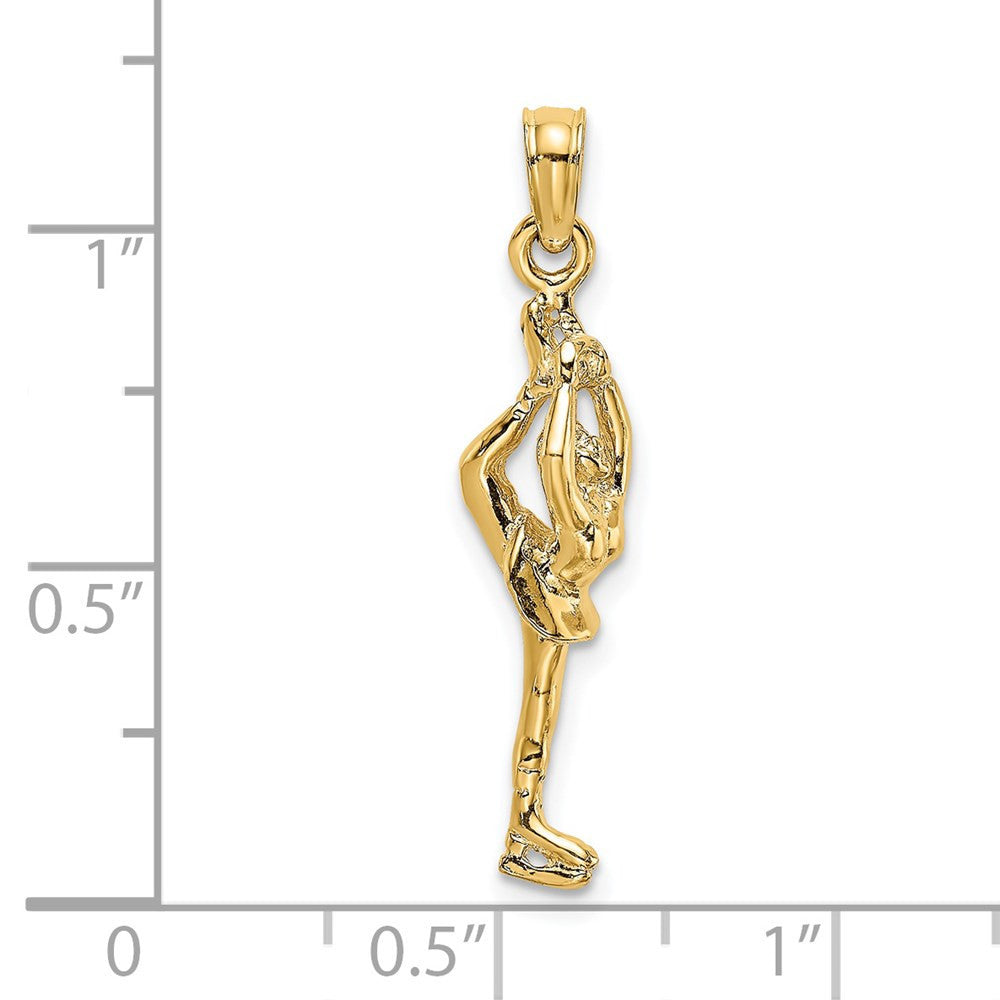 14k Yellow Gold Solid Polished 3-D Figure Skater Charm Pendant