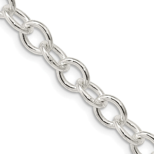 Sterling Silver 6.8mm Oval Cable Chain Necklace 24"