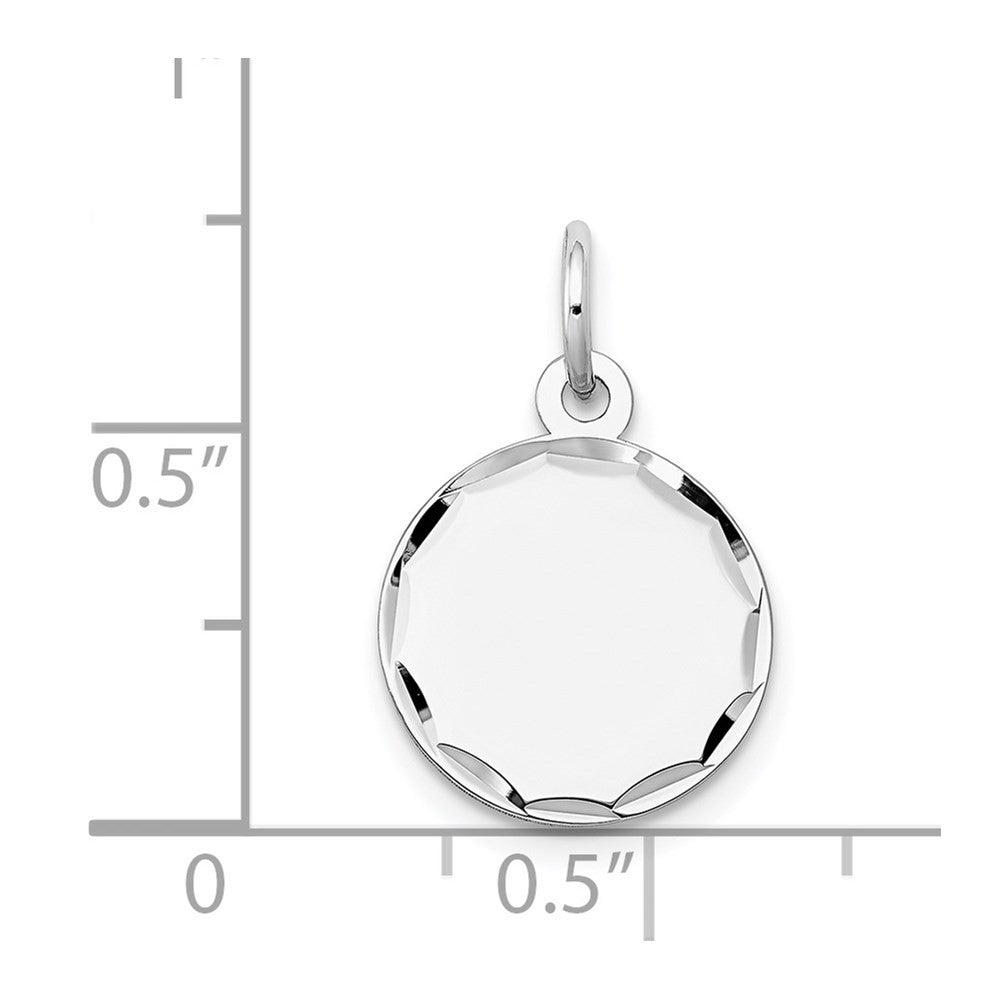 14k White Gold Etched .027 Gauge Engraveable Round Disc Charm Pendant