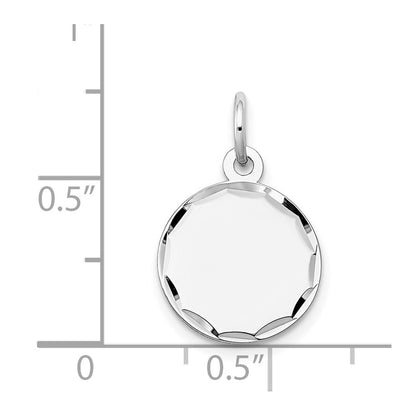 14k White Gold Etched .027 Gauge Engraveable Round Disc Charm Pendant
