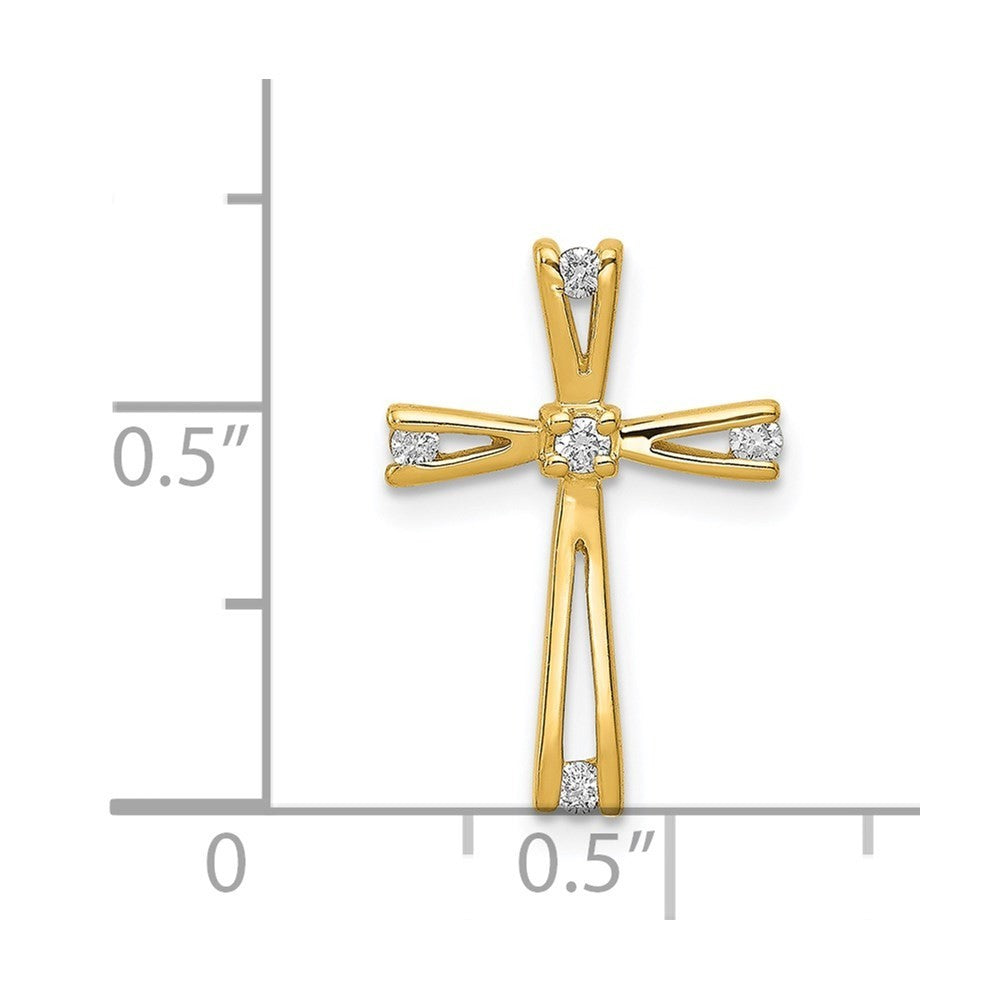 14k Yellow Gold AA Diamond Cross Pendant