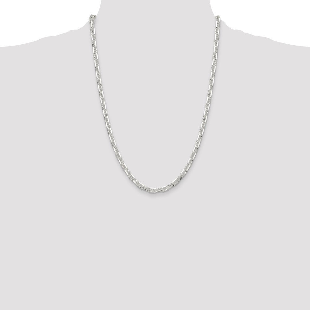 Sterling Silver Polished and Diamond-Cut 5.5mm Mariner Link Chain Necklace 24"