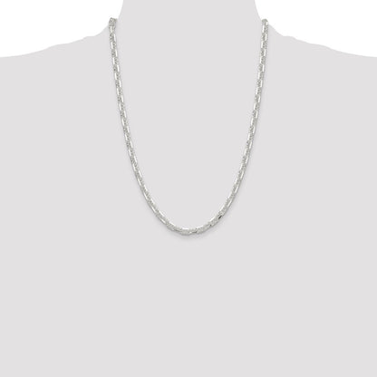 Sterling Silver Polished and Diamond-Cut 5.5mm Mariner Link Chain Necklace 24"