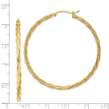14k Yellow Gold Polished 2.5mm Twisted Hoop Earrings