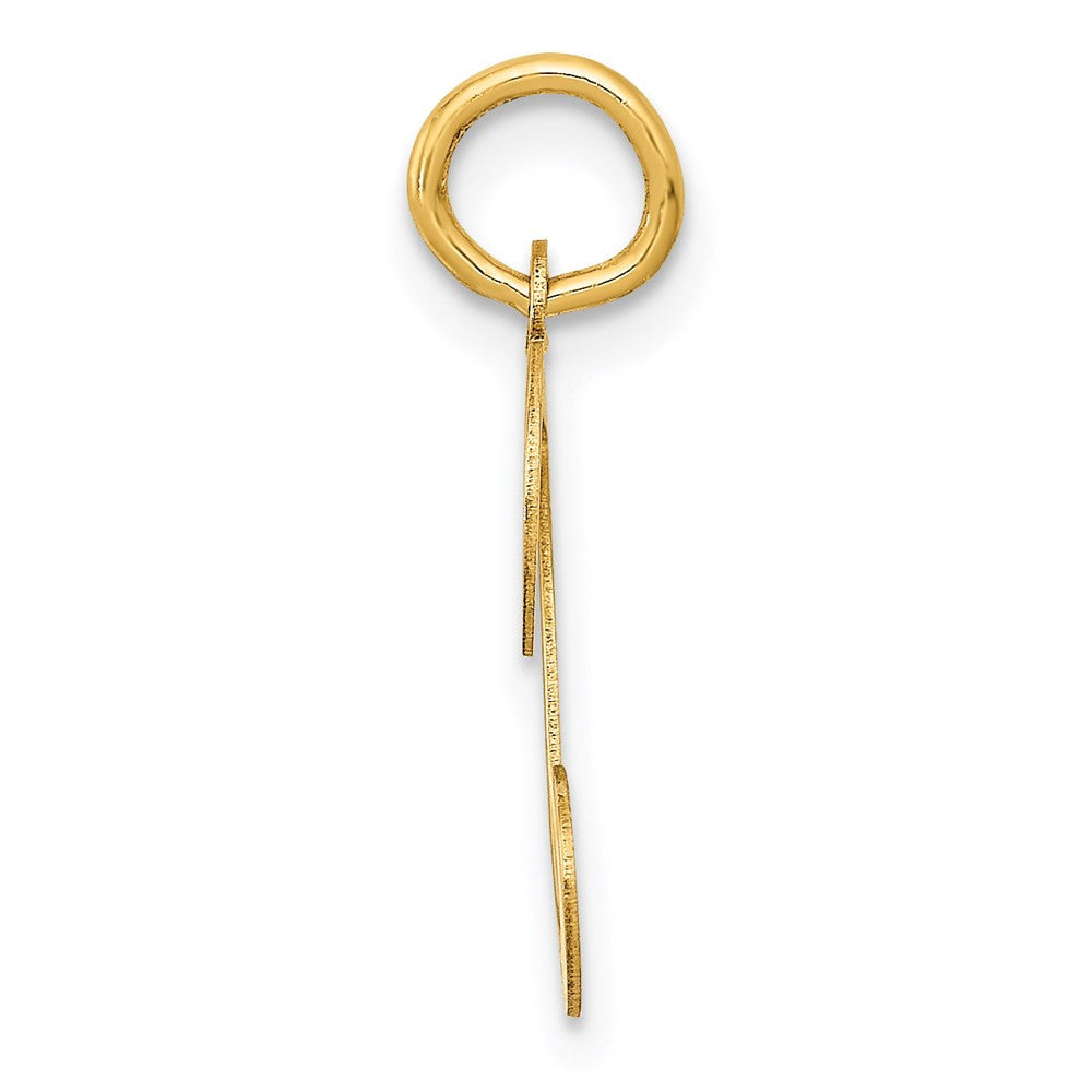 14k Yellow Gold Script Letter T Initial Charm Pendant
