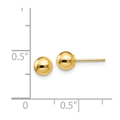 14k Yellow Gold Polished 5mm Ball Stud Earrings