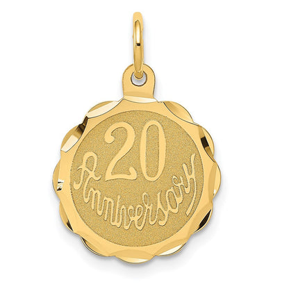 14k Yellow Gold Happy 20th ANNIVERSARY Charm Pendant