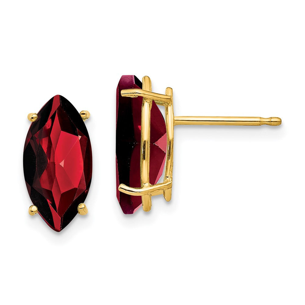 14k Yellow Gold Garnet Marquise Earring