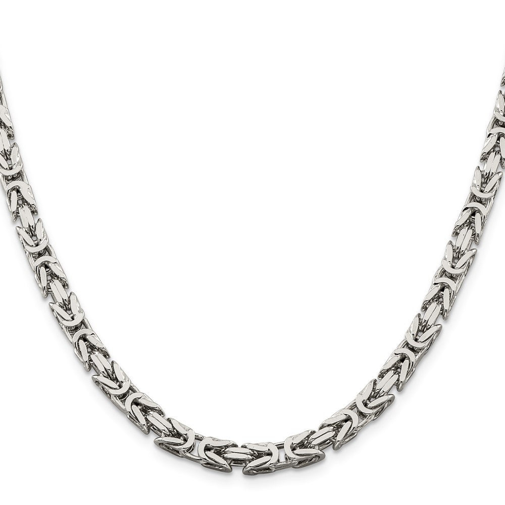 Sterling Silver 5mm Byzantine Chain Necklace 24"