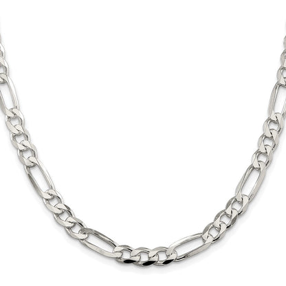 Sterling Silver Rhodium-plated 6.75mm Pav� Flat Figaro Chain Necklace 16"