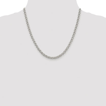 Sterling Silver Rhodium-plated 5mm Rolo Chain Necklace 20"