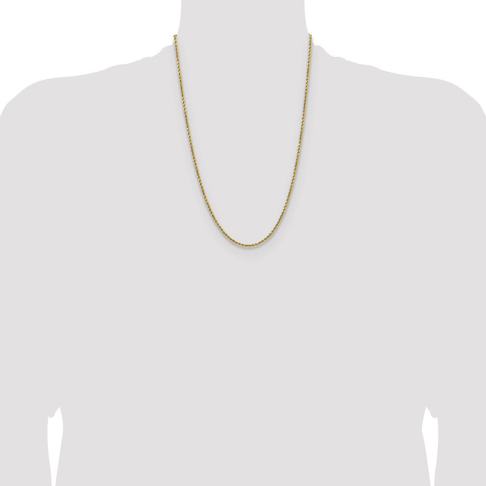 14k Yellow Gold 2.5mm Semi Solid Diamond-cut Rope Chain Necklace 24"
