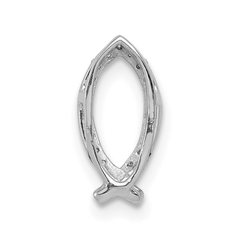 14k White Gold 1/15ct. Diamond Ichthus Chain Slide