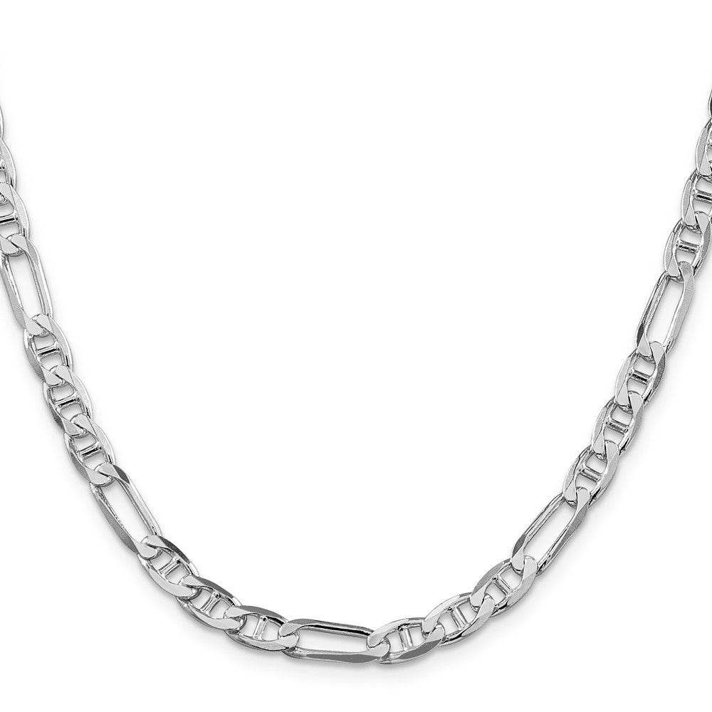 Sterling Silver Rhodium-plated 5.5mm Figaro Anchor Chain Necklace 24"