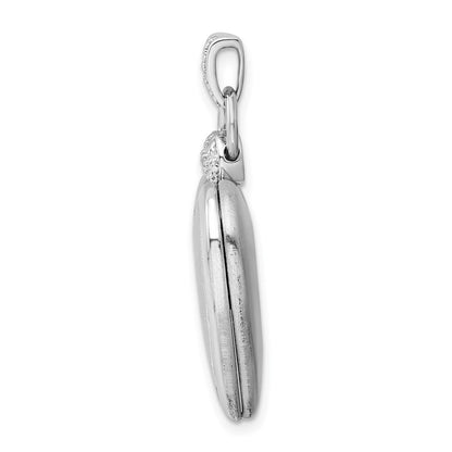 Sterling Silver Rhodium-plated 21mm Diamond Accented Satin Locket Pendant