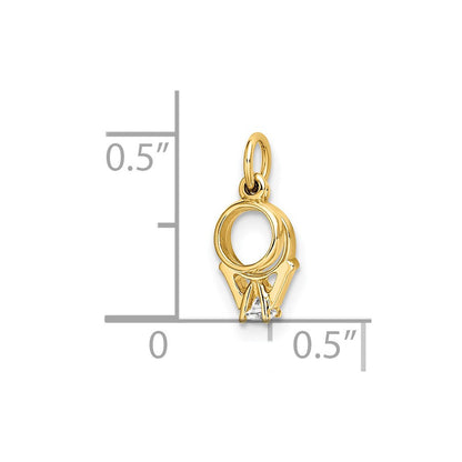 14k Yellow Gold CZ Mini 3D Wedding Ring Charm Pendant