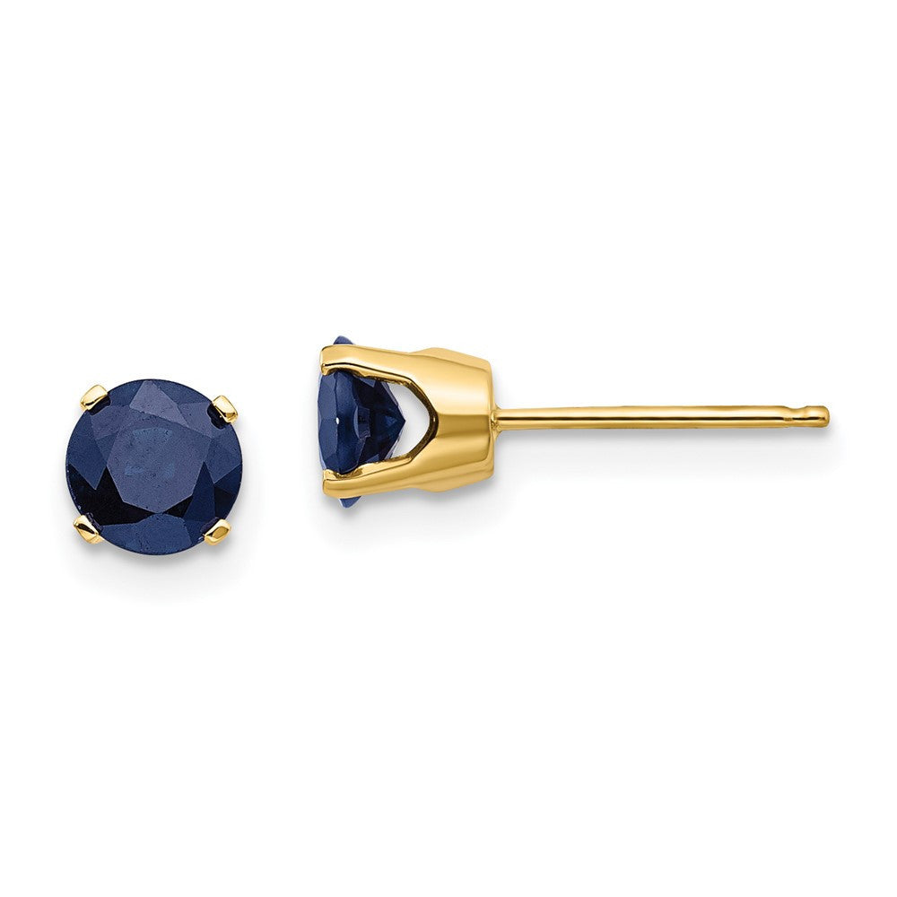 14k Yellow Gold 5mm Natural Sapphire Stud Earrings - September