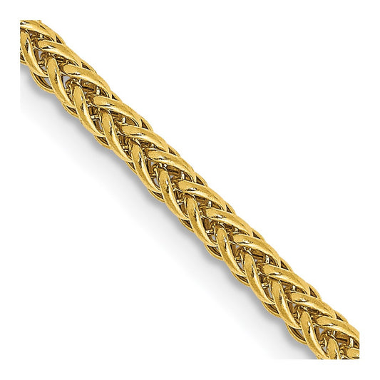 14k Yellow Gold 2.35mm Semi-Solid 3-Wire Wheat Chain Necklace 20"