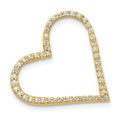 14k Yellow Gold 1/6ct. Diamond Heart Chain Slide Pendant