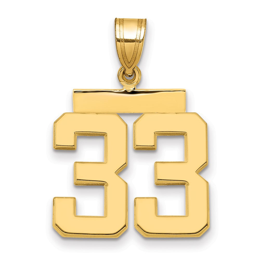 14k Yellow Gold Medium Polished Number 33 Charm Pendant