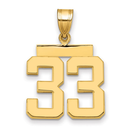 14k Yellow Gold Medium Polished Number 33 Charm Pendant