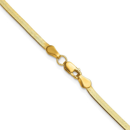 14k Yellow Gold 2.5mm Silky Herringbone Chain Necklace 18"
