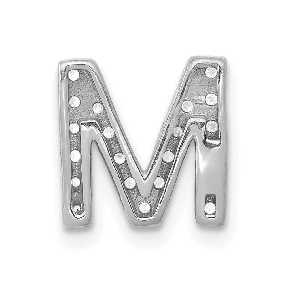 14k White Gold Diamond Letter M Initial Charm Pendant