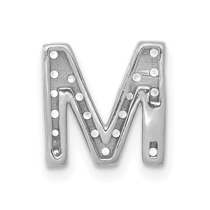 14k White Gold Diamond Letter M Initial Charm Pendant