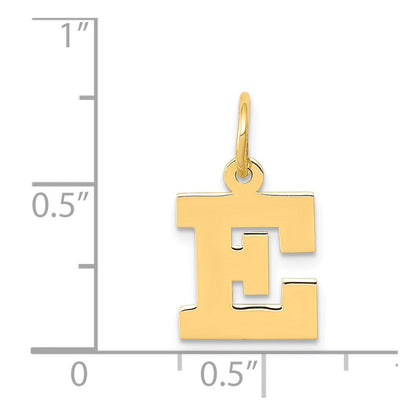 14k Yellow Gold Small Block Letter E Initial Charm Pendant