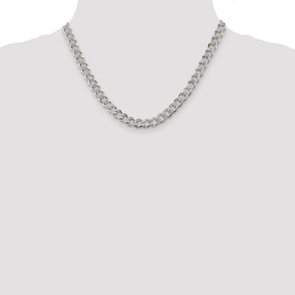 Sterling Silver 7.5mm Pav� Curb Chain Necklace 18"