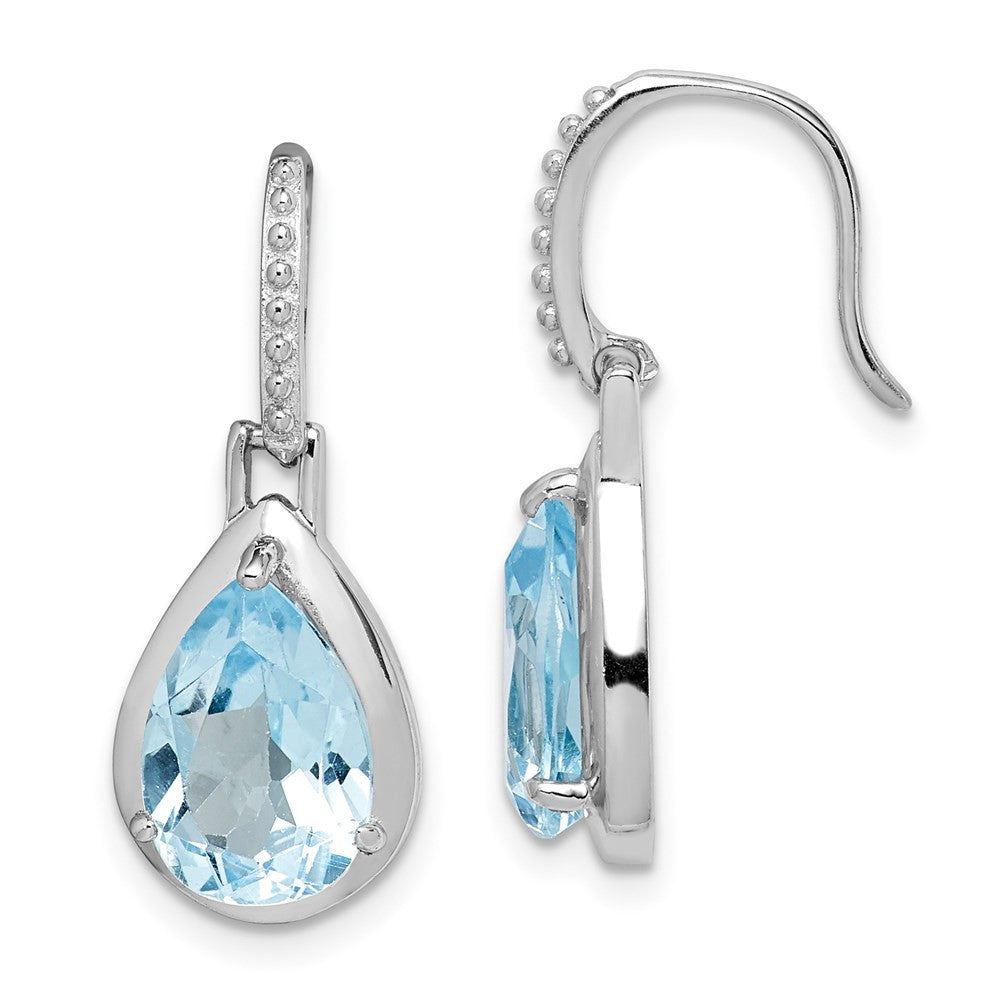 Sterling Silver Rhodium-plated Blue Topaz Tear Dangle Earrings