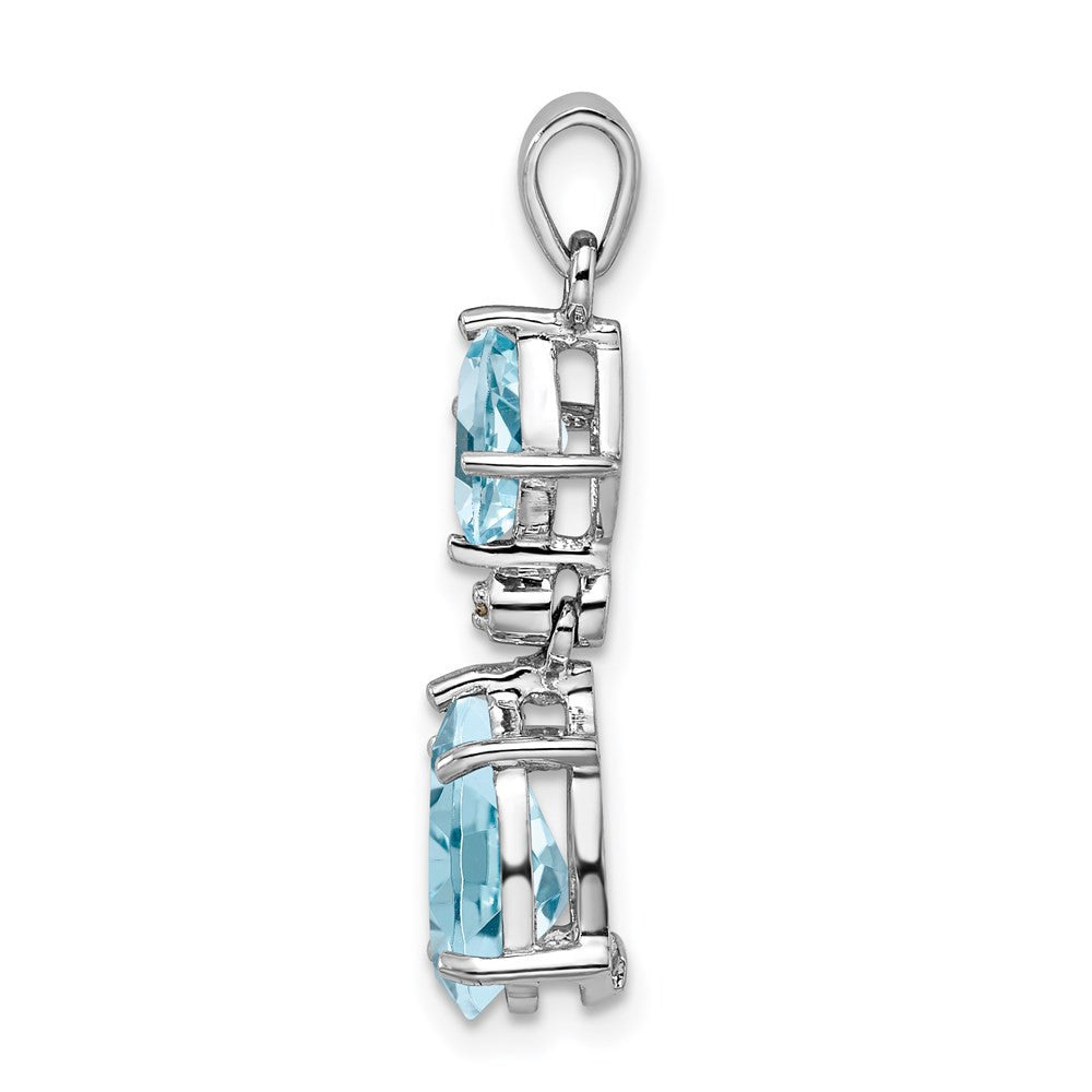 Sterling Silver Rhodium Plated Diamond & Light Swiss Blue Topaz Pendant